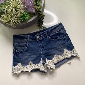 Imperial star girls lace trim denim Shortie shorts 12